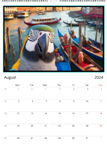 Wall calendar 2024 Parrot's Travel Edition