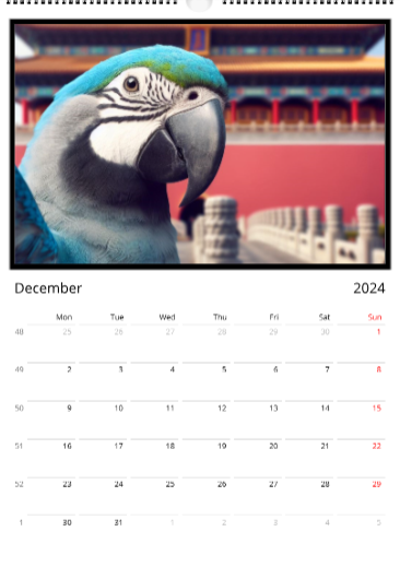 --- Calendrier mural 2024 Parrot's Travel Edition