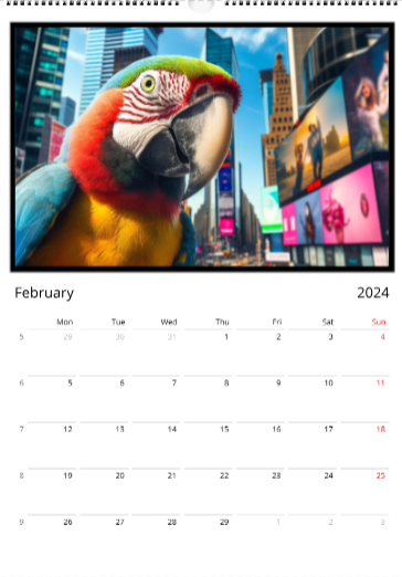 --- Calendrier mural 2024 Parrot's Travel Edition