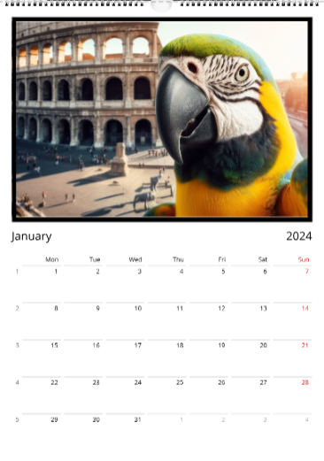 --- Calendrier mural 2024 Parrot's Travel Edition