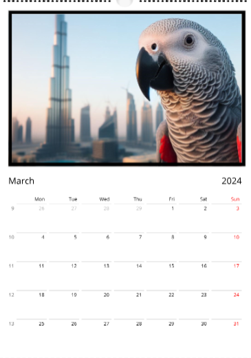 --- Calendrier mural 2024 Parrot's Travel Edition