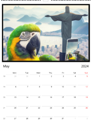 Wall calendar 2024 Parrot's Travel Edition