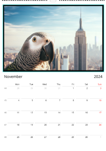 Wall calendar 2024 Parrot's Travel Edition