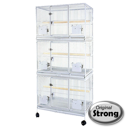 Cage à oiseaux robuste Birdcage Myra, 3 étages, blanc argenté